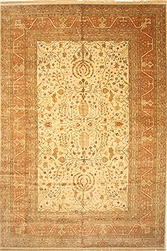 Indian Kashan Beige Rectangle 12x18 ft Wool Carpet 30626