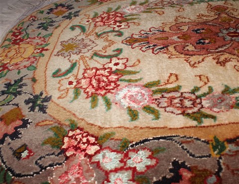 Tabriz Yellow Oval Hand Knotted 19 X 23 Area Rug 400-30641 Image 5