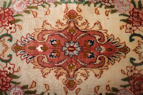 Tabriz Yellow Oval Hand Knotted 19 X 23 Area Rug 400-30641 Image 6