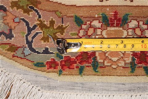 Tabriz Yellow Oval Hand Knotted 19 X 23  Area Rug 400-30645 Image 3