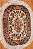 Tabriz Yellow Oval Hand Knotted 19 X 23  Area Rug 400-30645 Thumb 0