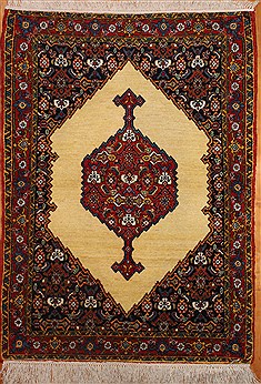 Persian Kurdi Yellow Rectangle 2x3 ft Wool Carpet 30647