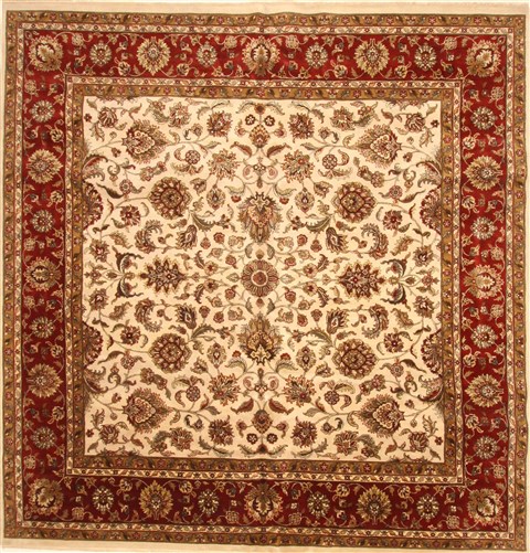 Kashan Beige Square Hand Knotted 1111 X 122 Area Rug 250-30661 Image 0