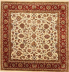 Indian Kashan Beige Square 9 ft and Larger Wool Carpet 30661