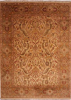 Indian Jaipur Beige Rectangle 8x11 ft Wool Carpet 30675