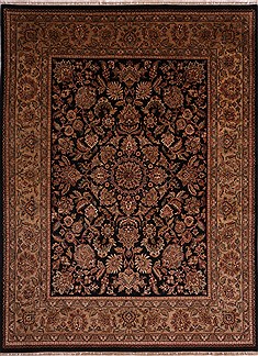 Indian Jaipur Black Rectangle 9x12 ft Wool Carpet 30677