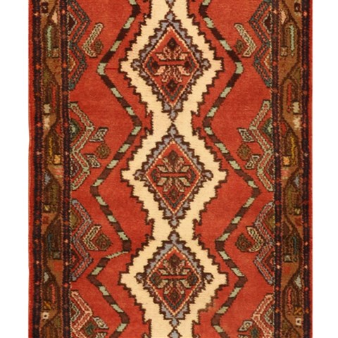 Hamedan Red Runner Hand Knotted 27 X 95 Area Rug 276-30685 Image 1