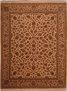 Indian Jaipur Beige Rectangle 9x12 ft Wool Carpet 30691