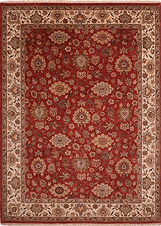 Indian Jaipur Red Rectangle 9x12 ft Wool Carpet 30693