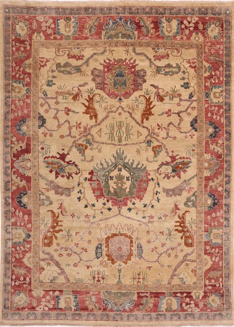 Oushak Yellow Hand Knotted 86 X 116 Area Rug 301-30696 Image 0