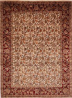 Indian Jaipur White Rectangle 9x12 ft Wool Carpet 30700