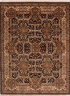 Indian Jaipur Black Rectangle 9x12 ft Wool Carpet 30714