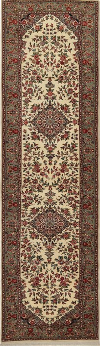 Tabriz Beige Runner Hand Knotted 26 X 100  Area Rug 276-30724 Image 0
