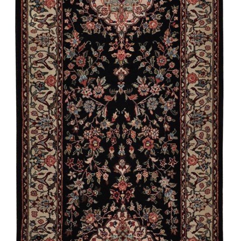 Tabriz Black Runner Hand Knotted 26 X 100  Area Rug 276-30730 Image 2