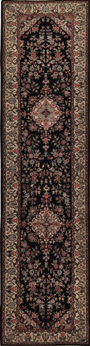 Tabriz Black Runner Hand Knotted 26 X 100  Area Rug 276-30730 Image 0
