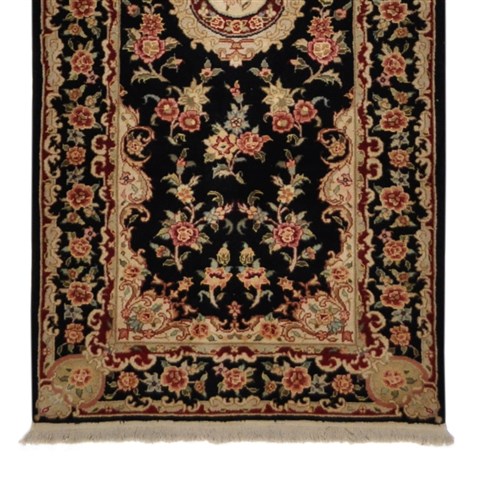 Kashan Black Runner Hand Knotted 23 X 100 Area Rug 276-30731 Image 1