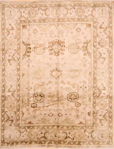 Oushak Brown Hand Knotted 92 X 119  Area Rug 256-30745 Image 0