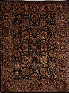 Indian Jaipur Black Rectangle 9x12 ft Wool Carpet 30751