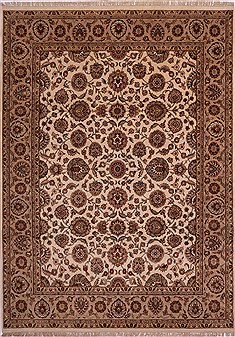 Indian Jaipur White Rectangle 9x12 ft Wool Carpet 30754