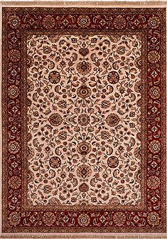 Indian Jaipur White Rectangle 9x12 ft Wool Carpet 30757
