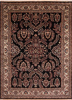 Sarouk Black Hand Knotted 8'11" X 11'10"  Area Rug 301-30761