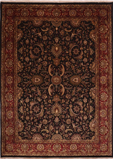Kashan Black Hand Knotted 810 X 1111 Area Rug 301-30762 Image 0