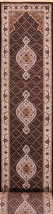 Mahi Beige Runner Hand Knotted 29 X 249  Area Rug 256-30783 Image 0