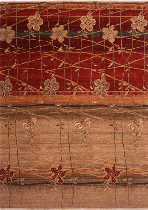 Modern Red Hand Knotted 86 X 1110 Area Rug 301-30794 Image 0