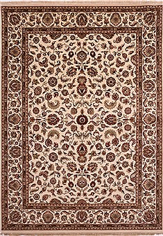 Indian Jaipur White Rectangle 9x12 ft Wool Carpet 30800