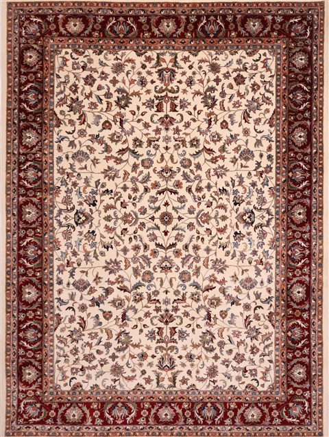 Kashan Beige Hand Knotted 89 X 119  Area Rug 301-30805 Image 0