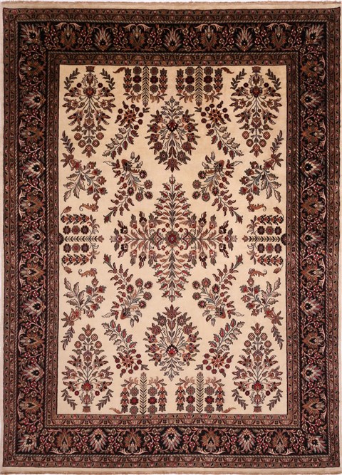 Sarouk Beige Hand Knotted 90 X 121  Area Rug 301-30816 Image 0