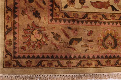 Kashan Beige Hand Knotted 86 X 115 Area Rug 301-30818 Image 1