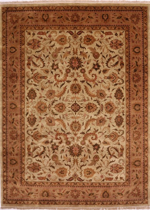 Kashan Beige Hand Knotted 86 X 115 Area Rug 301-30818 Image 0