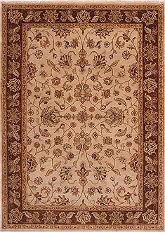 Indian Jaipur Beige Rectangle 8x11 ft Wool Carpet 30821