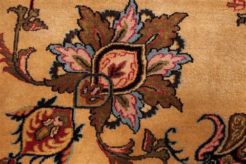 Sarouk Yellow Hand Knotted 91 X 120 Area Rug 301-30822 Image 3