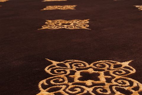 Indo-Tibetan Brown Hand Knotted 89 X 1111 Area Rug 301-30826 Image 1
