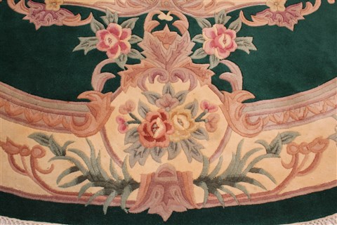 Aubusson Green Oval Machine Made 86 X 106 Area Rug 400-30828 Image 5