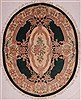 Aubusson Green Oval Machine Made 86 X 106  Area Rug 400-30828 Thumb 0