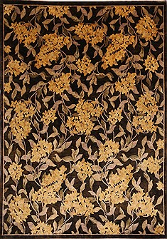 Indian Indo-Tibetan Black Rectangle 9x12 ft Wool Carpet 30830