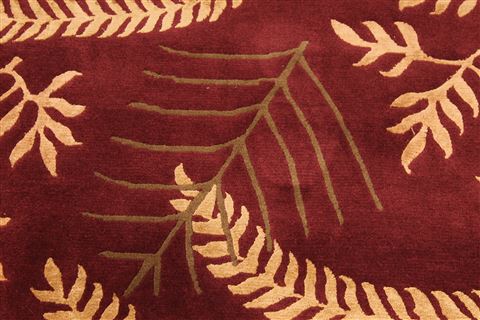 Indo-Tibetan Red Hand Knotted 94 X 123 Area Rug 301-30831 Image 6