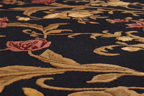Indo-Tibetan Black Hand Knotted 94 X 121 Area Rug 301-30832 Image 1
