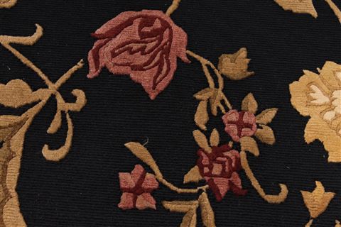 Indo-Tibetan Black Hand Knotted 94 X 121 Area Rug 301-30832 Image 5