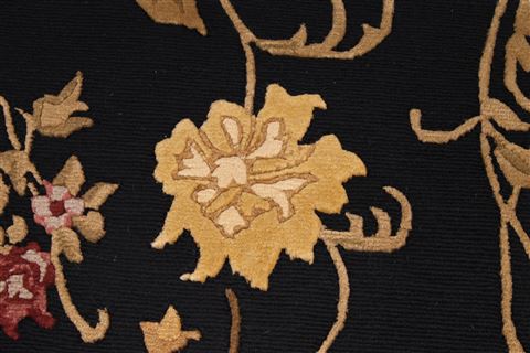 Indo-Tibetan Black Hand Knotted 94 X 121 Area Rug 301-30832 Image 6