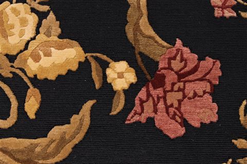 Indo-Tibetan Black Hand Knotted 94 X 121 Area Rug 301-30832 Image 7