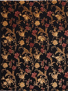 Indian Indo-Tibetan Black Rectangle 9x12 ft Wool Carpet 30832