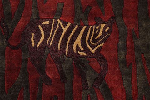 Indo-Tibetan Red Hand Knotted 89 X 115 Area Rug 301-30833 Image 6