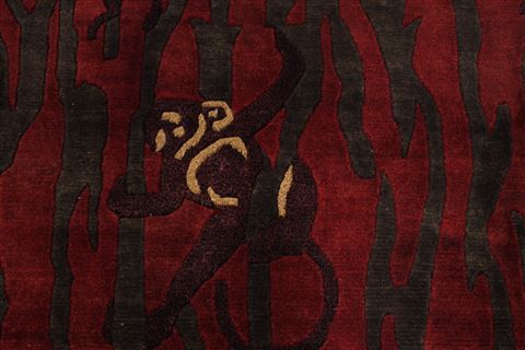 Indo-Tibetan Red Hand Knotted 89 X 115 Area Rug 301-30833 Image 7