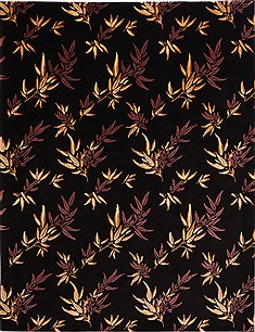 Indian Indo-Tibetan Black Rectangle 9x12 ft Wool Carpet 30834