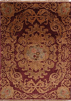 Indian Indo-Tibetan Red Rectangle 9x12 ft Wool Carpet 30835