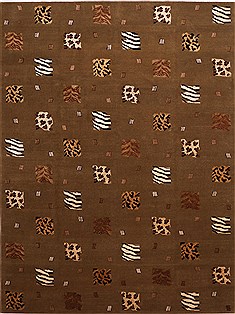 Indian Indo-Tibetan Green Rectangle 9x12 ft Wool Carpet 30836